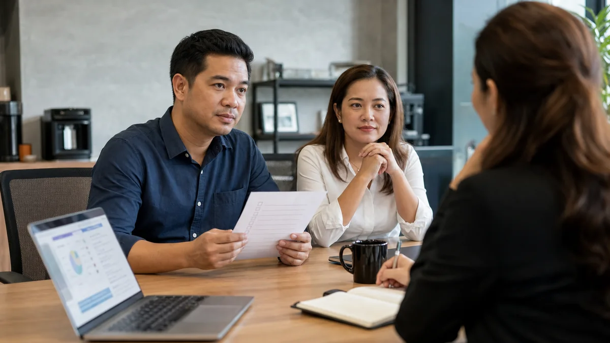 Business team reviewing website and answer content for search visibility