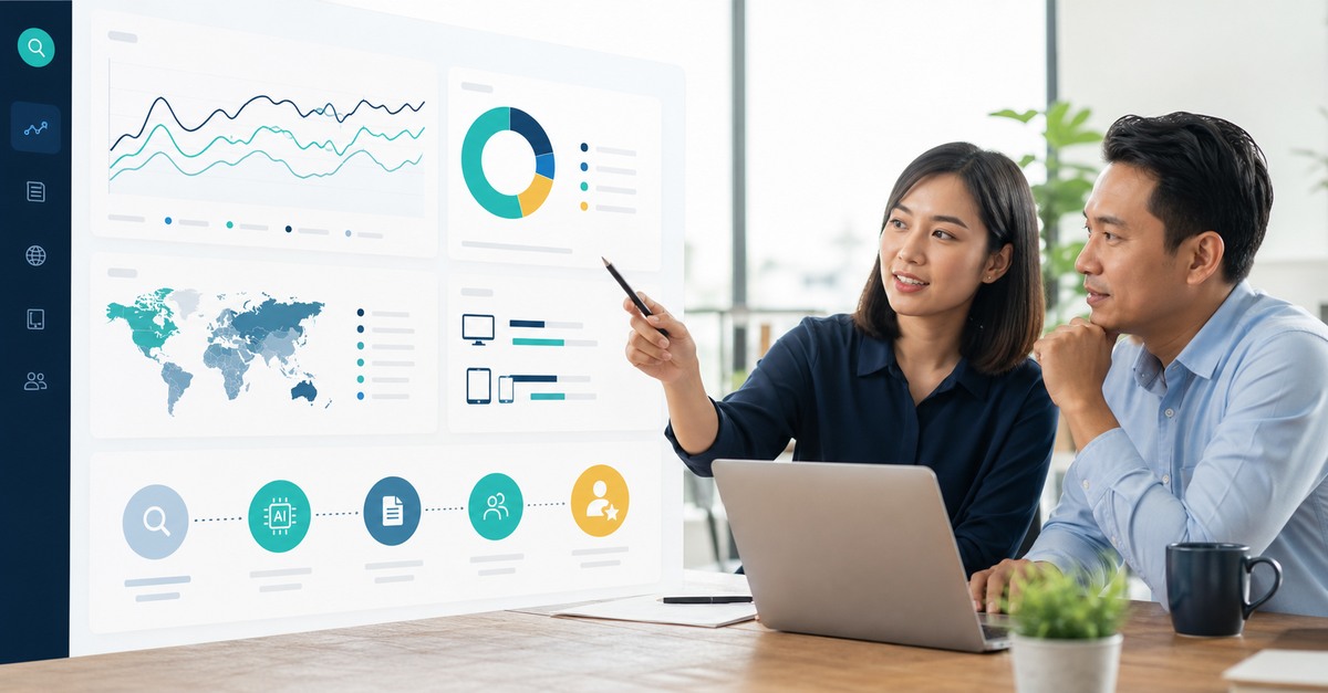 A marketing analyst reviewing AI search performance in Google Search Console
