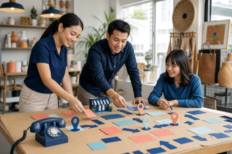 Filipino small-business team mapping customer paths for AI search visibility