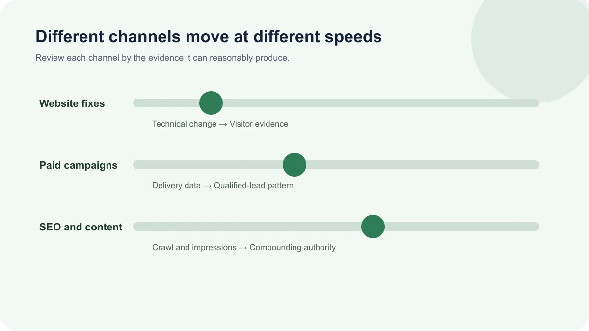 Different digital marketing channels moving at different speeds